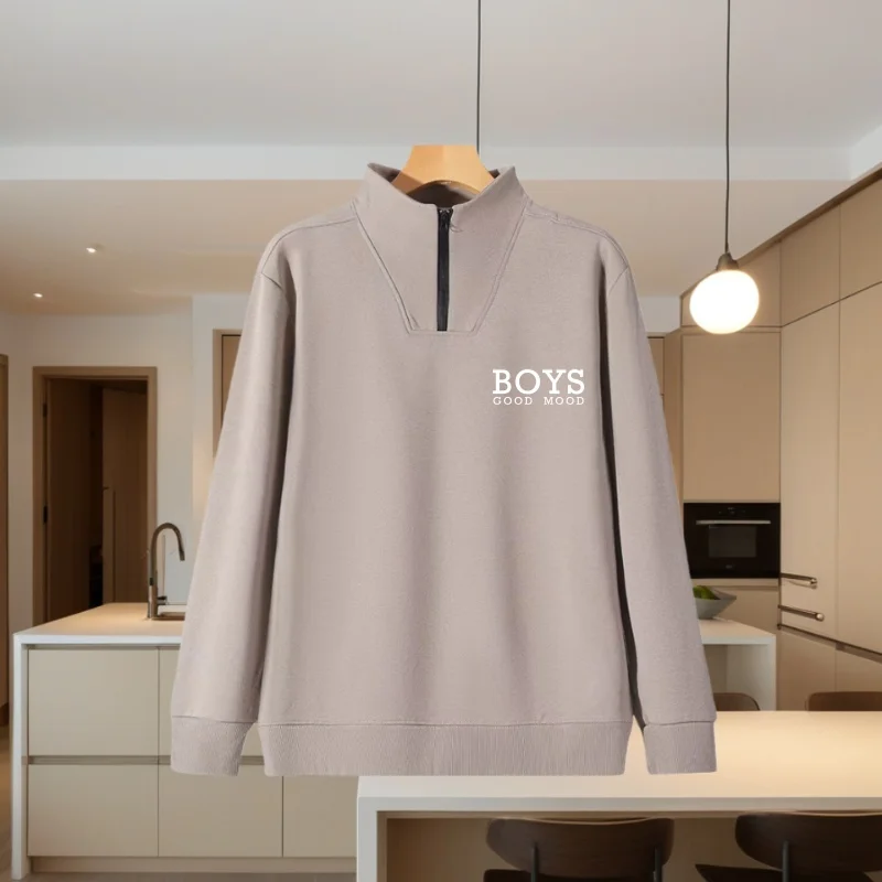 High-End Half-Zip Pure Cotton Sweatshirt Custom Workwear with Logo, Autumn and Winter Corporate Workwear, Stand-Up Collar Group Jacket, Printed Sports Clothing Top