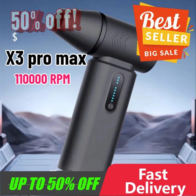 【Fast Delivery】X3 Pro Max 60m/s 110000RPM High-speed Turbo Brushless Motor Handheld Violent Turbo Small Fan Ducted Turbo Fan
