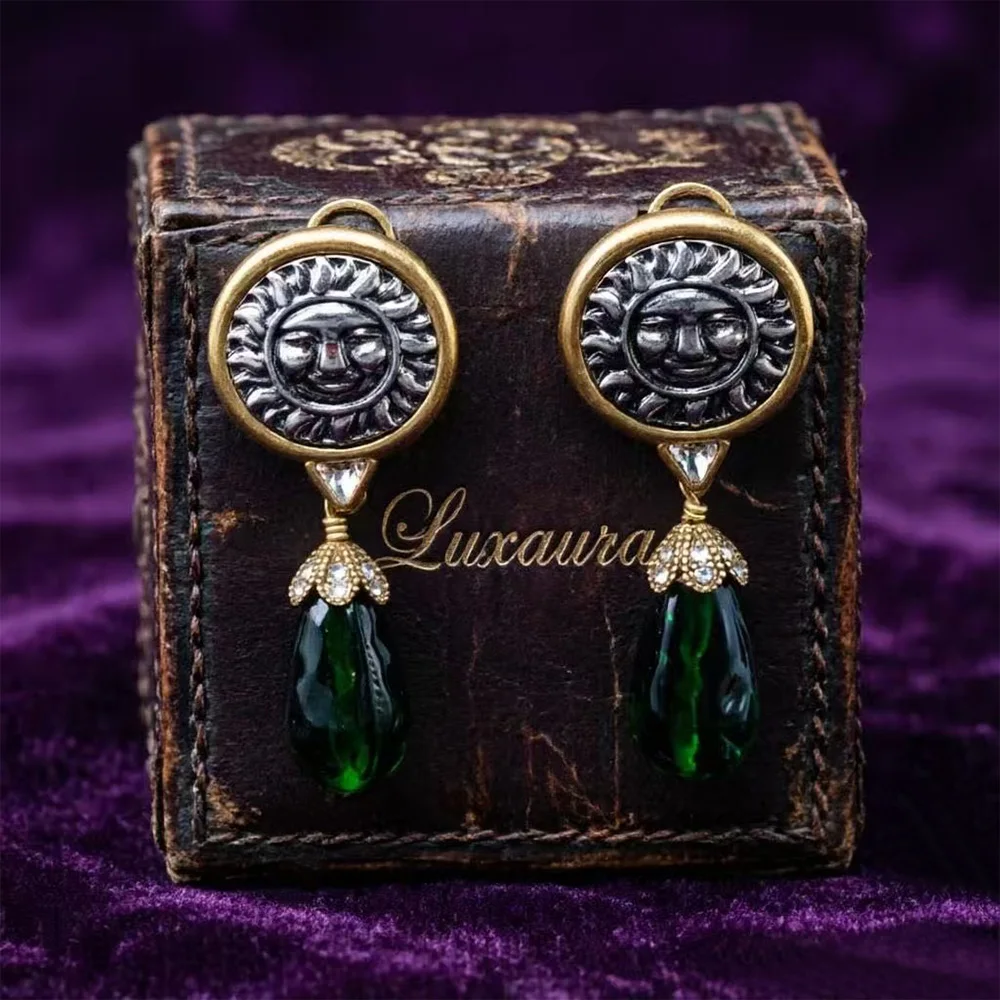 

Vintage jewelry fashion classic glass pendant earring design paired with Bohemian style female earrings