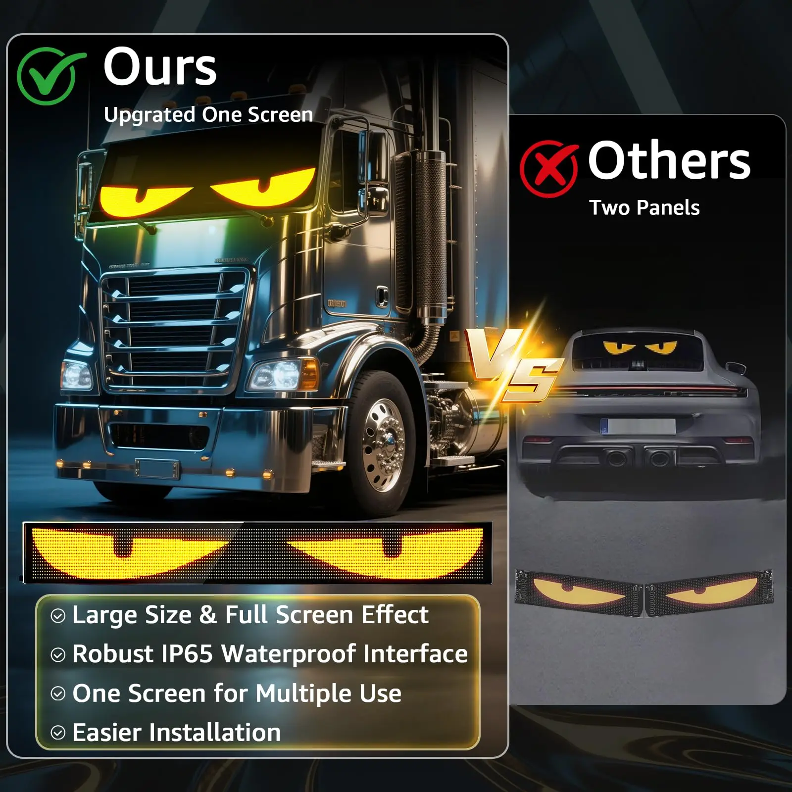 2PCS Devil Eyes Light Car Windshield Flexible LED Display Programmable Pixel Screen APP Control Remote RGB Dynamic Big Eye Light - Image 3