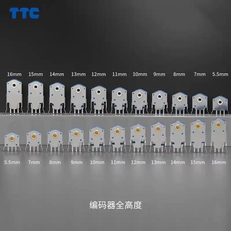 TTC-Encoder, 7/8/9/10/11/12/13/14/15/16 mm, rotierender Maus-Scroll, Goldrad-Encoder mit 1,74 mm Lochmarkierung, 20–40 g PC-Maus, staubdicht