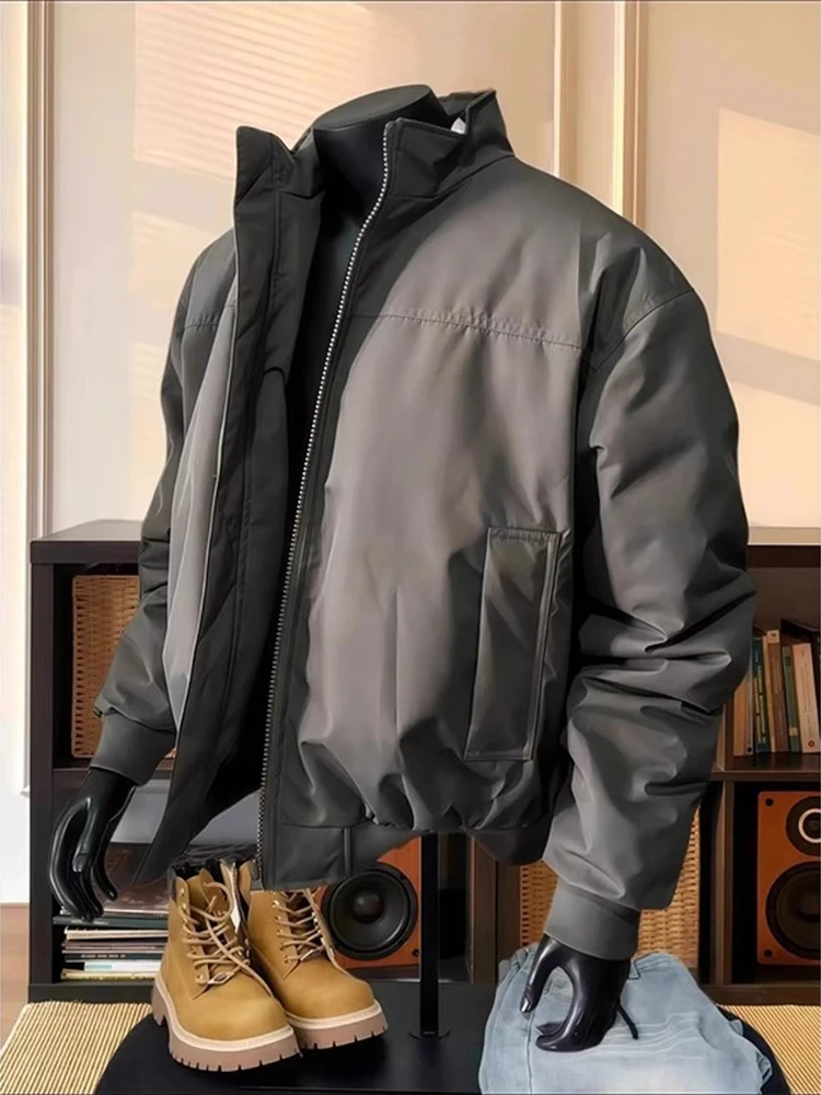 

Новая мужская зимняя куртка-бомбер в американском ретро-стиле 2025 года, теплая рабочая верхняя одежда, высококачественная хлопковая куртка с воротником-стойкой