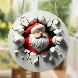 Cross-border  hot sale round acrylic Christmas decoration Santa Claus hanging sign holiday wall decorations