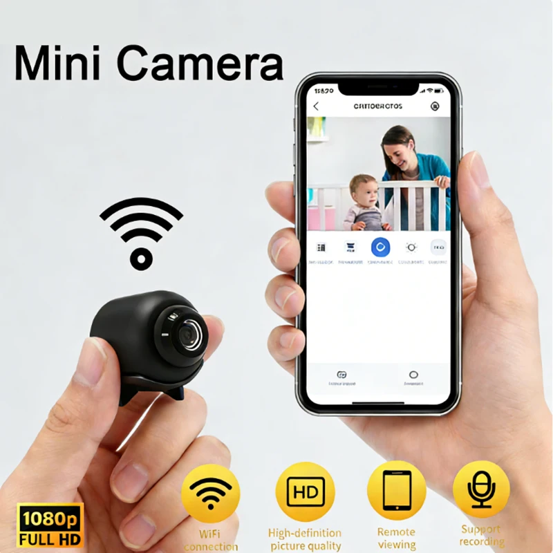 Smart Home Camera Mini Surveillance With Night Vision Motion Detection Wifi Connection 1080P HD For Home Security Cameras