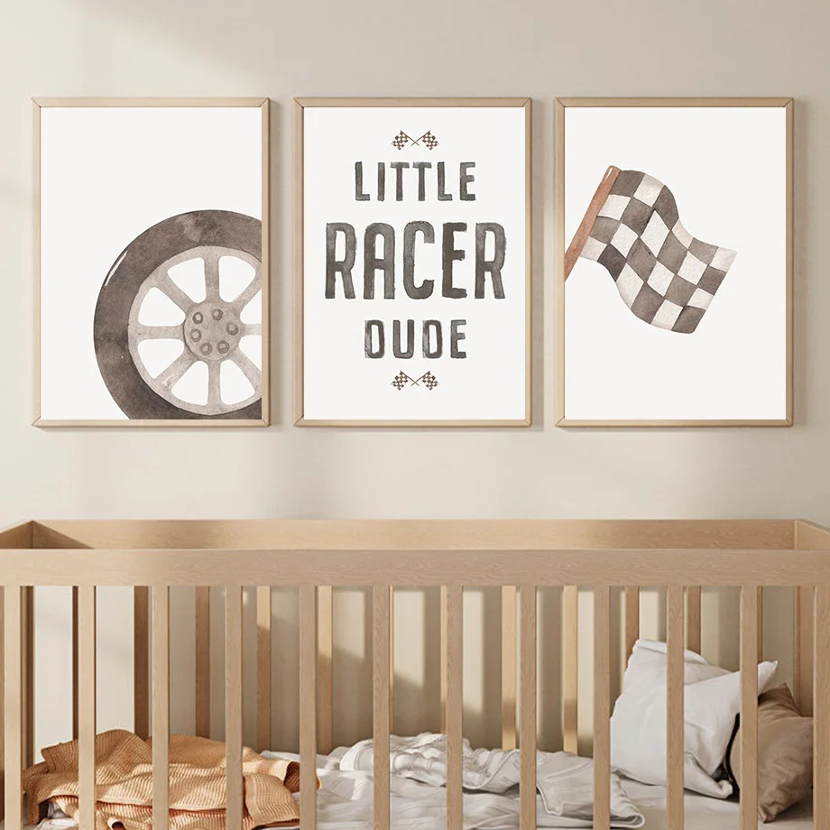 Checkered Flag Letter Cars Return To The Ancients Canvas Wall Decorative Picture Art Mural Home Decor Interior Poster Room Print