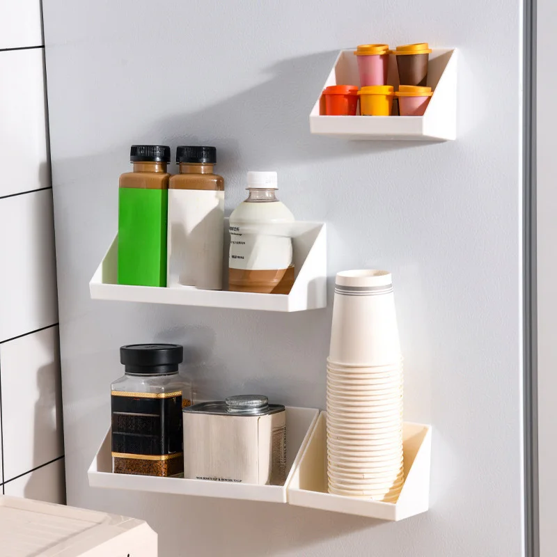 1PC Wall Mounted No Drilling Bathroom Shelf Organizer with Mirror Cabinet Storage Box Kitchen Spice Rack Holder.