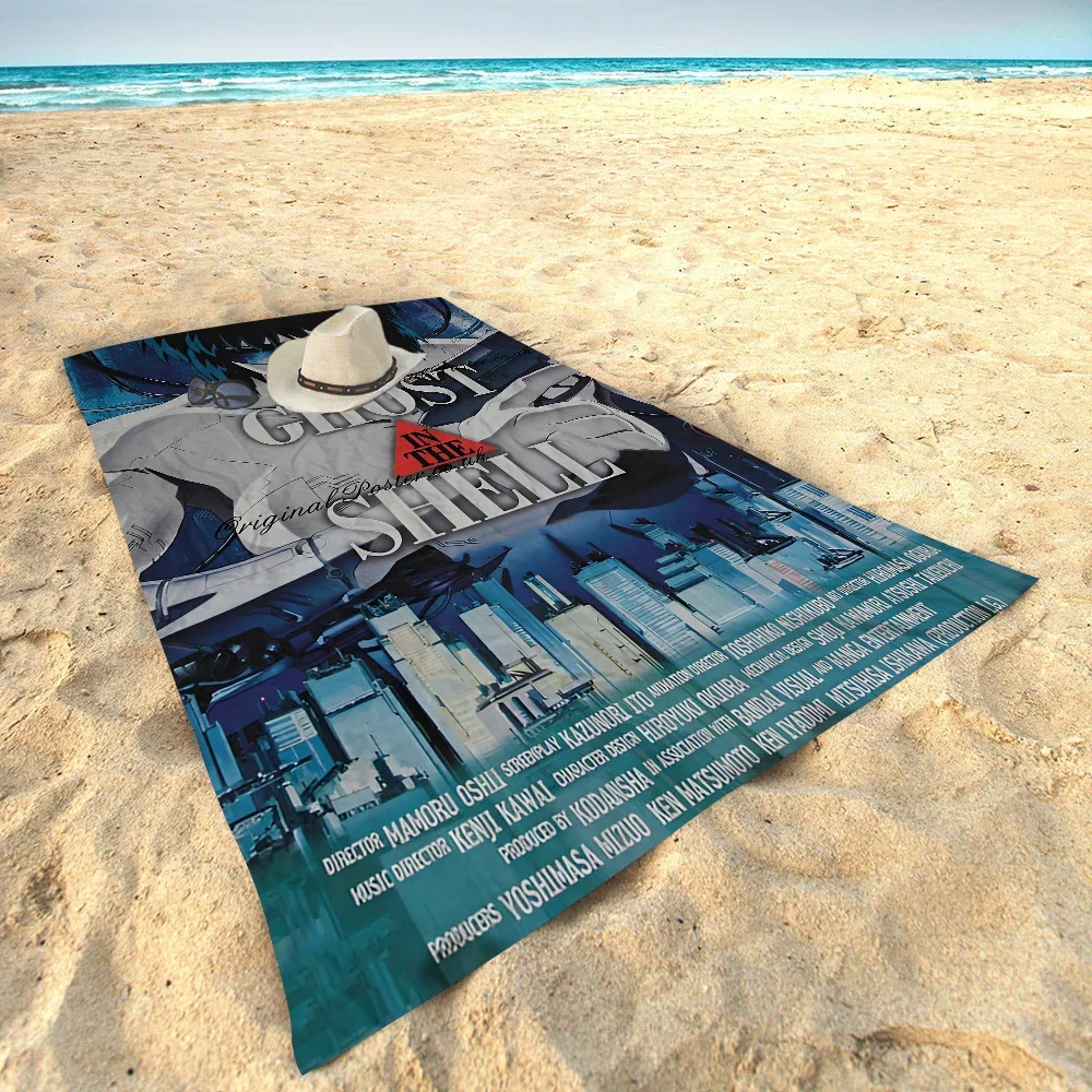 

Ghost In The Shell Print Beach Towel Colorful Bath Towels for Girl Microfiber Quick Dry Custom Sand Free Beach Yoga Spa Gym Pool