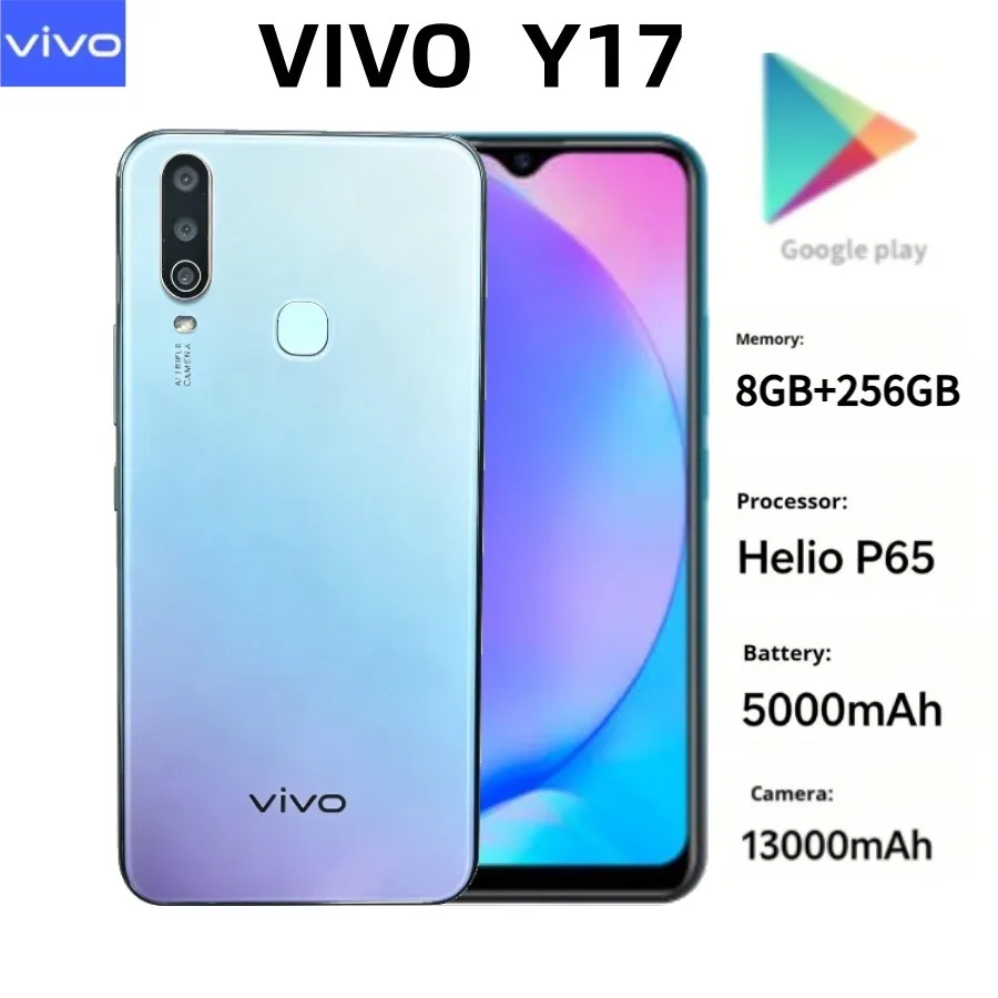 Trending 2026 Original VIVO Y17 Android Handset 8+256GB Storage Global Version Unlocked Triple Rear Camera 5000mAh High‑Capacity
