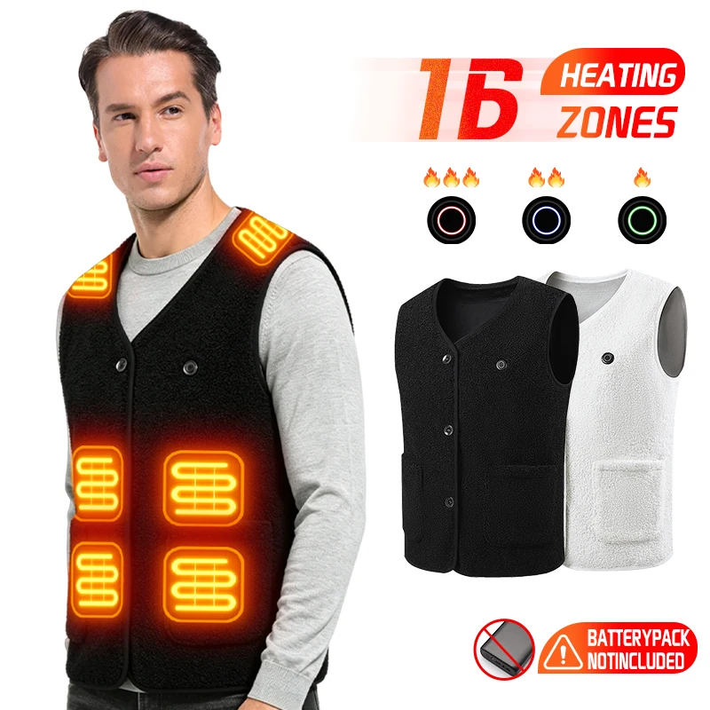 16 Heizzonen, wärmende Weste, elektrisch, USB-Ladefunktion, schnelle Aufheizzeit, waschbar, Wintermantel für Damen und Herren, geeignet für Outdoor-Aktivitäten wie Skifahren, Angeln und Reiten. – Detail 2