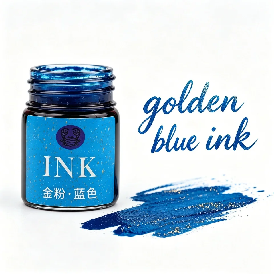 Goldene Pulverfarbene Füllfederhaltertinte 15ml Sternenhimmel-Glitzerpulver zum Färben, Malen, Kalligraphie-Übungen, Farbige Tinte – Detail 24