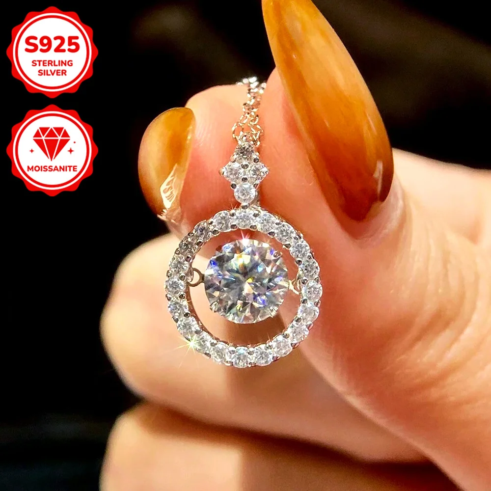 

1Pc 1Carat S925 Silver Mini Chasing Light Dynamic Moissanite Necklace, Sparkling Necklace, Can Be Worn on A Variety of Occasions