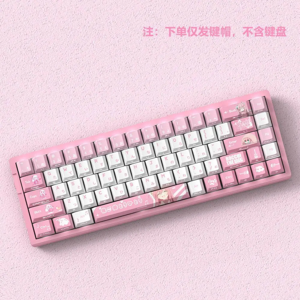 74 Kes Gitar Hero Tembus Tombol Anime Sisi Cetak Tombol PBT Dye-Sub Cherry untuk Keyboard Mekanis Wooting 60 65 68