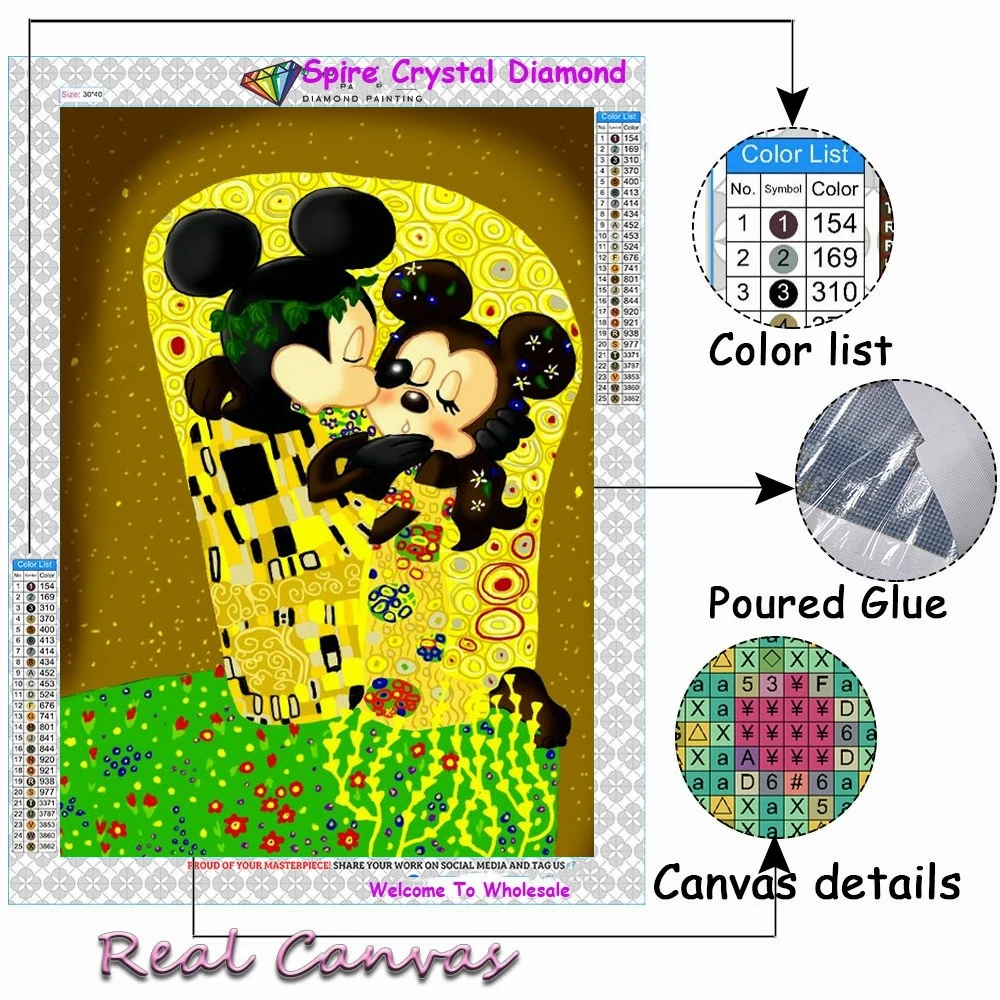 Disney Mickey Mouse Diy AB Diamond Painting New 2024 Kit Embroidery Mosaic Love Van Gogh Art Cross Stitch Home Decor Crafts Gift