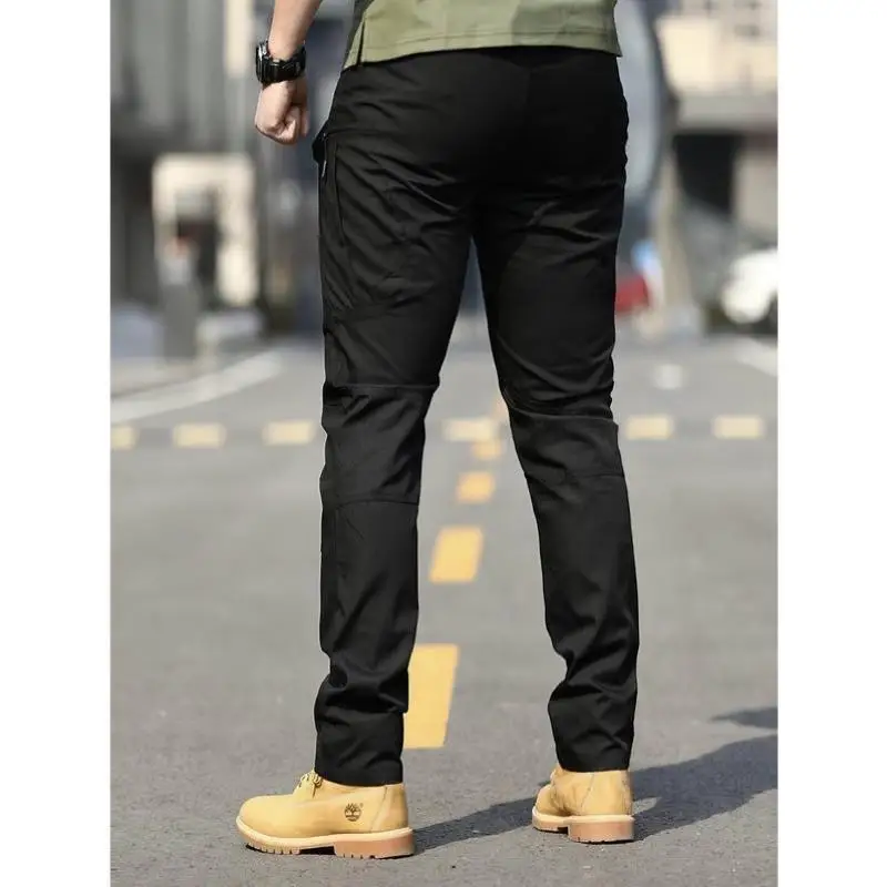 

Men's Casual Bla Pants Multi-ket Ba High Waist Straight Leg Umbrella Soldier Pants Neutral Sle Winter Collection