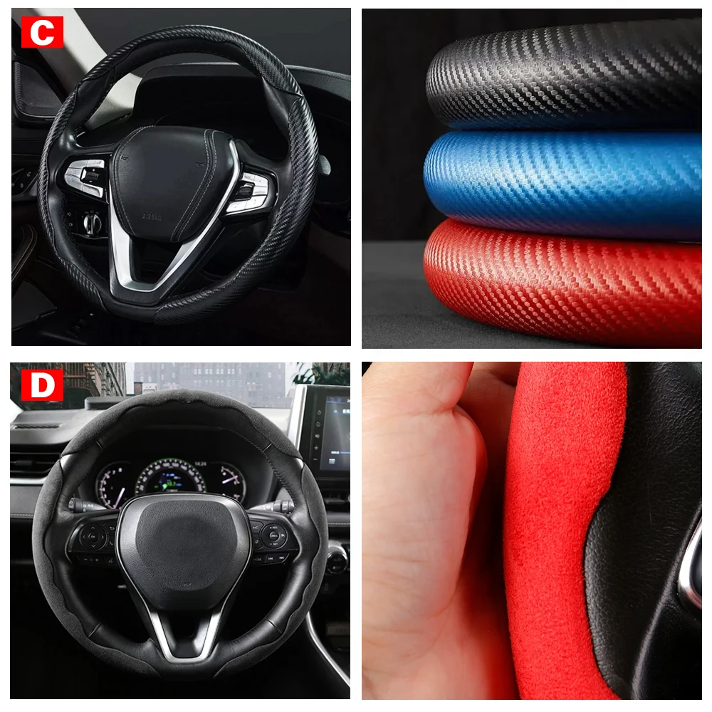 3pcs Car Steering Wheel Cover Auto Carbon Fiber 15inch Anti Slip Steering Covers For Mazda 2 3 6 Cx5 Cx 7 Cx9 Cx30 Bk Bl 6 Gh Gg