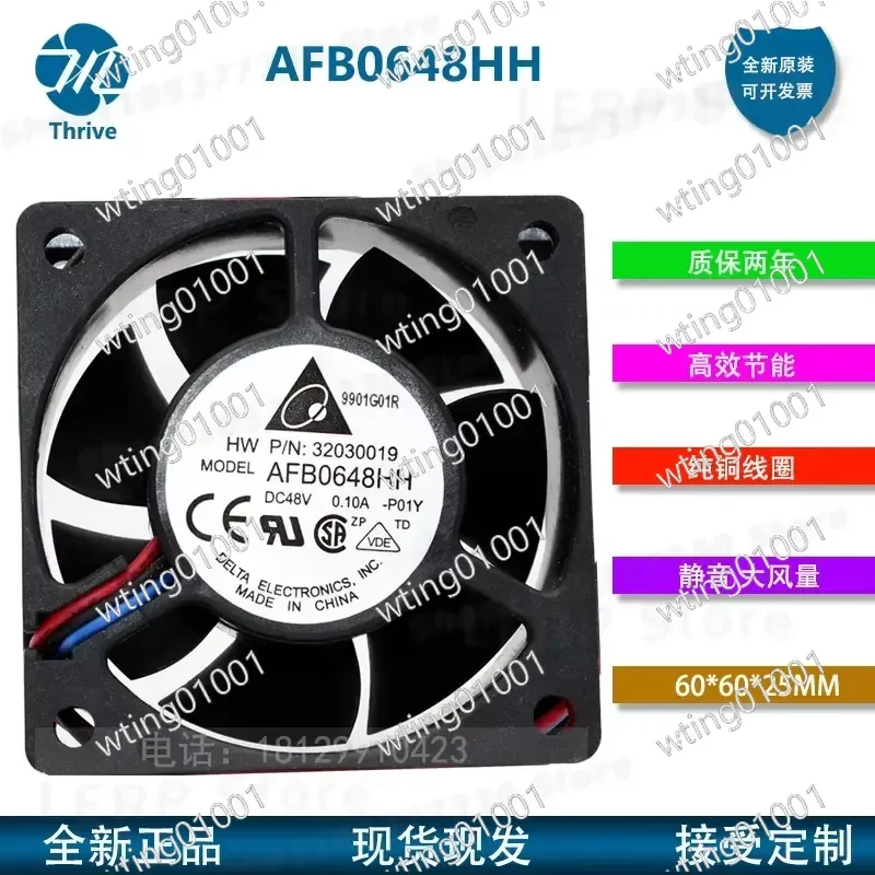 Hot Selling for Delta AFB0648HH EH SH 6025 48V 0.1A Dual Ball Bearing 60mm Cooling Fan High Performance Quiet Operation