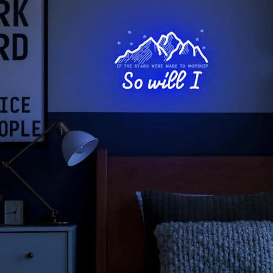 Mountain Star Landscape LED Neon Sign USB Powered Neon Light for Bedroom Study Room Home Office Christmas Wall Art Decor Gift