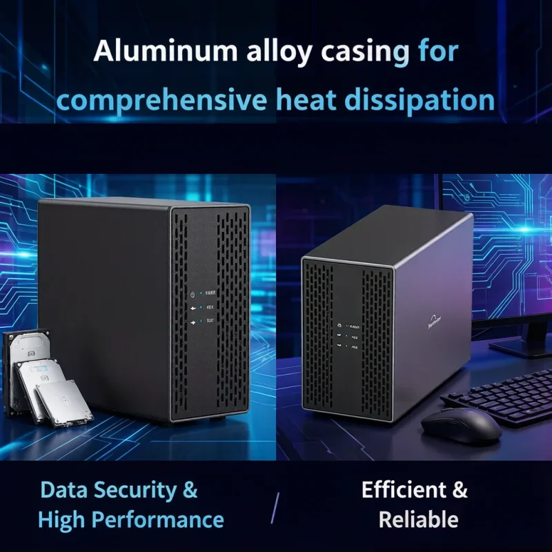 

Slim Heat Dissipation 3.5 SATA Array Box External Hard Drive Enclosure Dual Bay USB 3.0 Type C HDD Server Shell