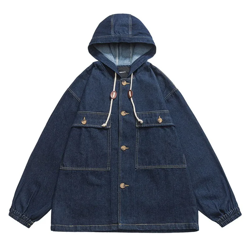 

Винтажная джинсовая куртка в японском стиле Sle Kapital с капюшоном, многокарманная, в стиле рабочей одежды, с длинными рукавами, стандартный крой