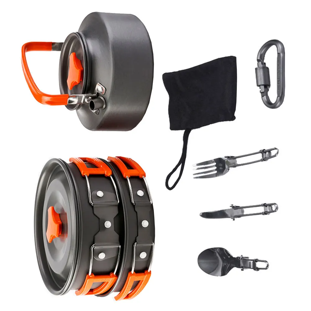 

1 Set Portable Camping Cookware Foldable Pot Outdoor Cooking Pan For Hiking Backpacking Lightweight Combination Cooking Set