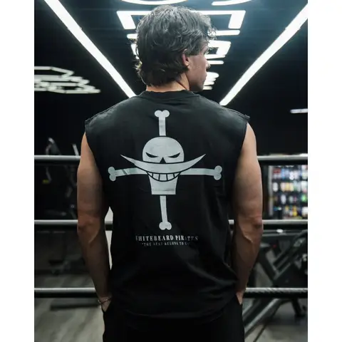 2026 Summer One Piece Men Vest Tank Top Whitebeard Pirates' Jolly Roger Summer Japanese Anime Sports Trendy Sleeveless Top
