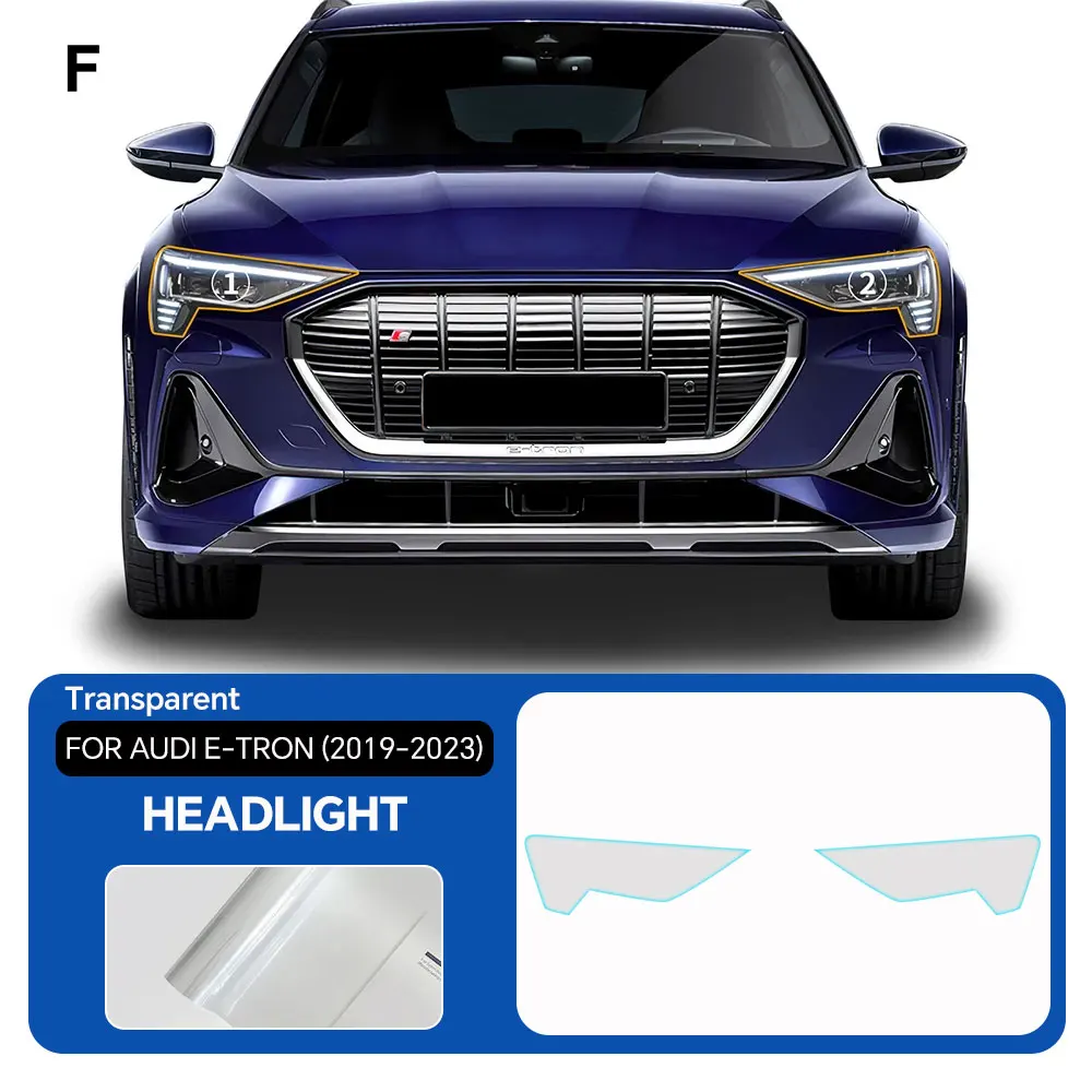 Pre Cut for AUDI E-TRON 2019-2023 Anti-collision TPU Original Transparent Protection Film Headlight Rearview Mirror Clear Decal