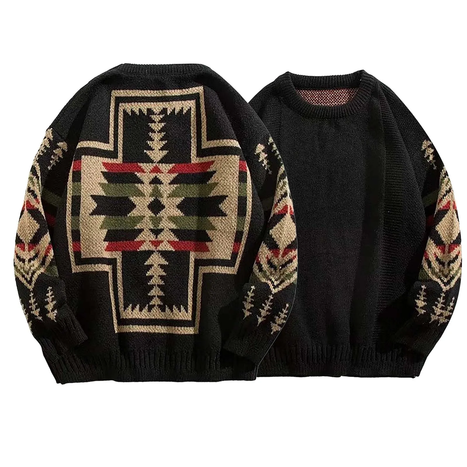 Winter Sweater Men New Year Designer Knitted Christmas Sweater Usa Pendleton Print Y2k Shirt Vintage Oversize Harajuku Jumper