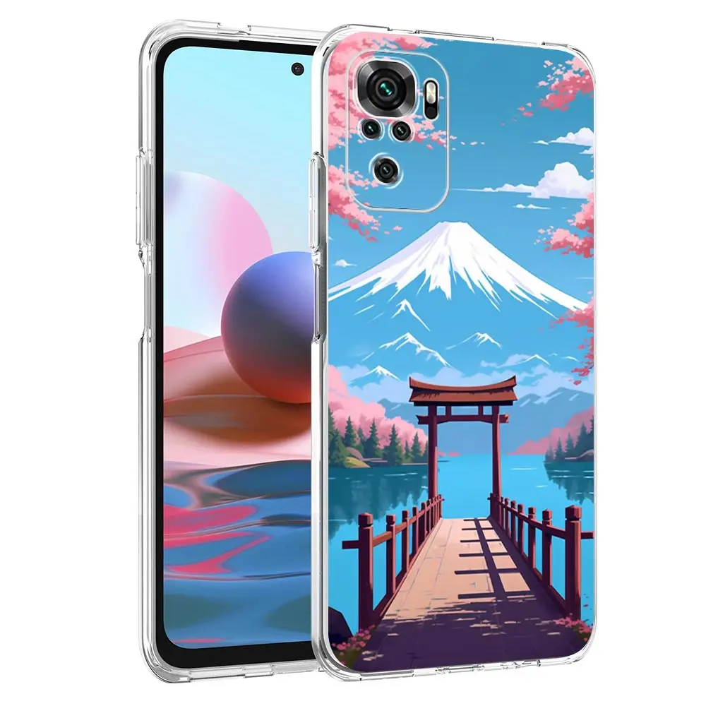 اليابان جبل فوجي اللوحة الكرز الحال بالنسبة Xiaomi Redmi ملاحظة 14 13 12 4G 9 8 10 11 برو زائد 5G 14C 13C 12C 10C 9C 9A غطاء شفاف #2