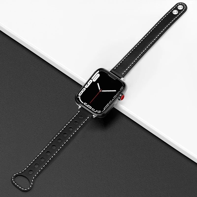 Dünnes PU-Lederarmband für Apple Watch Band Serie 11/10 42/46 mm 41/45 mm Damen Slim Strap für iWatch Loop S9/8/7/6/5/4 40/44 mm