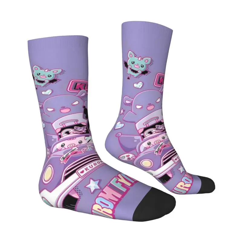 Custom Kuromi Wallpaper Mens Crew Socks Unisex Fun Cute Anime Spring Summer Autumn Winter Dress Socks