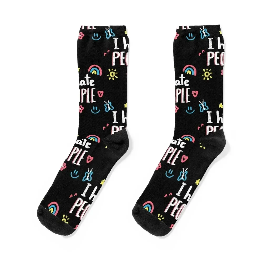 

I Hate people Socks aesthetic Rugby gift hockey Men Socks Women's set luxe colored Socks Woman Men's