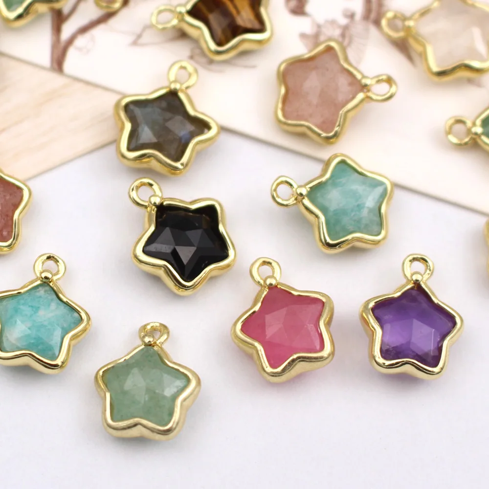 

10 шт., ювелирные аксессуары «сделай сам», милые крошечные звезды в форме натурального камня лабрадорита, кварцевый кулон, подвески, соединители
