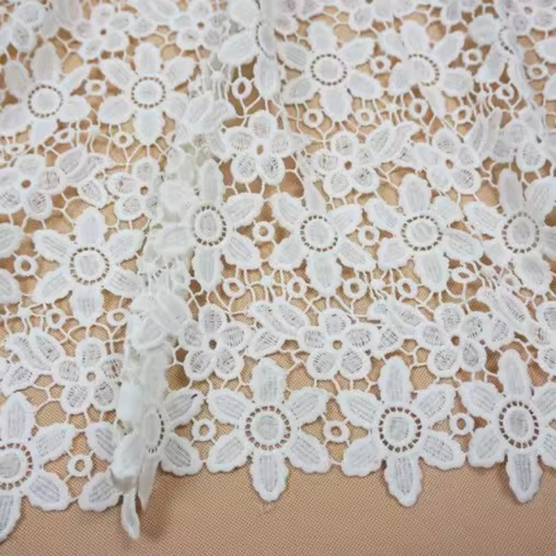 

Milk Silk Water Soluble Embroidered Lace Fabric DIY Dress Clothing Designer Fabric By The Yard