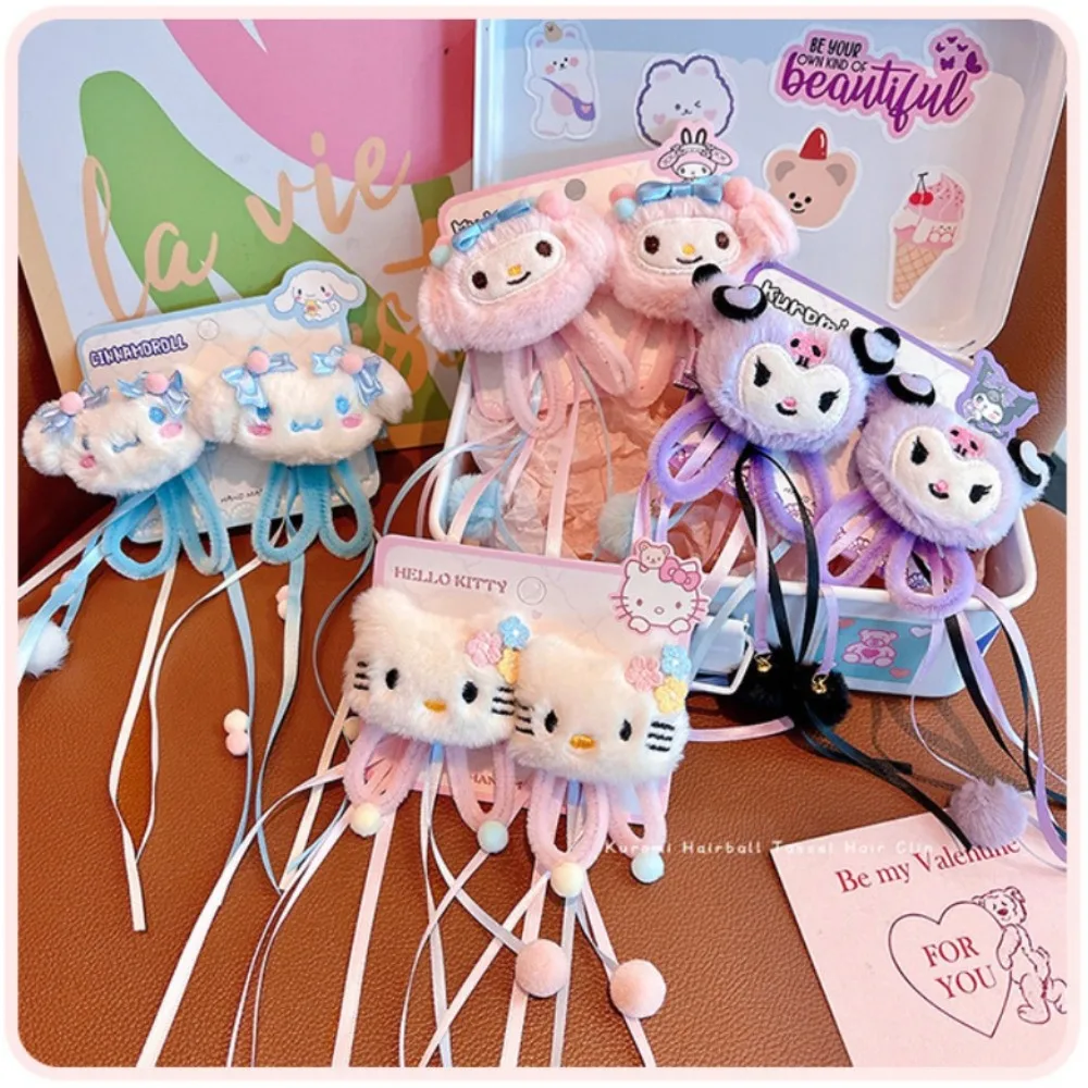 

Заколка для волос Sanrio, 2 шт., милые аксессуары для волос с рисунком «Hello Kitty Cinnamoroll», милая карта для волос для девочек, 2025 новый детский головной убор в стиле каваи