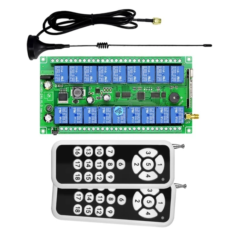 

DXAB 315/433Mhz 12V-48V 18 Channel Wireless Relaying Garage Door Remote Control Switches Receiver Control Transmitters