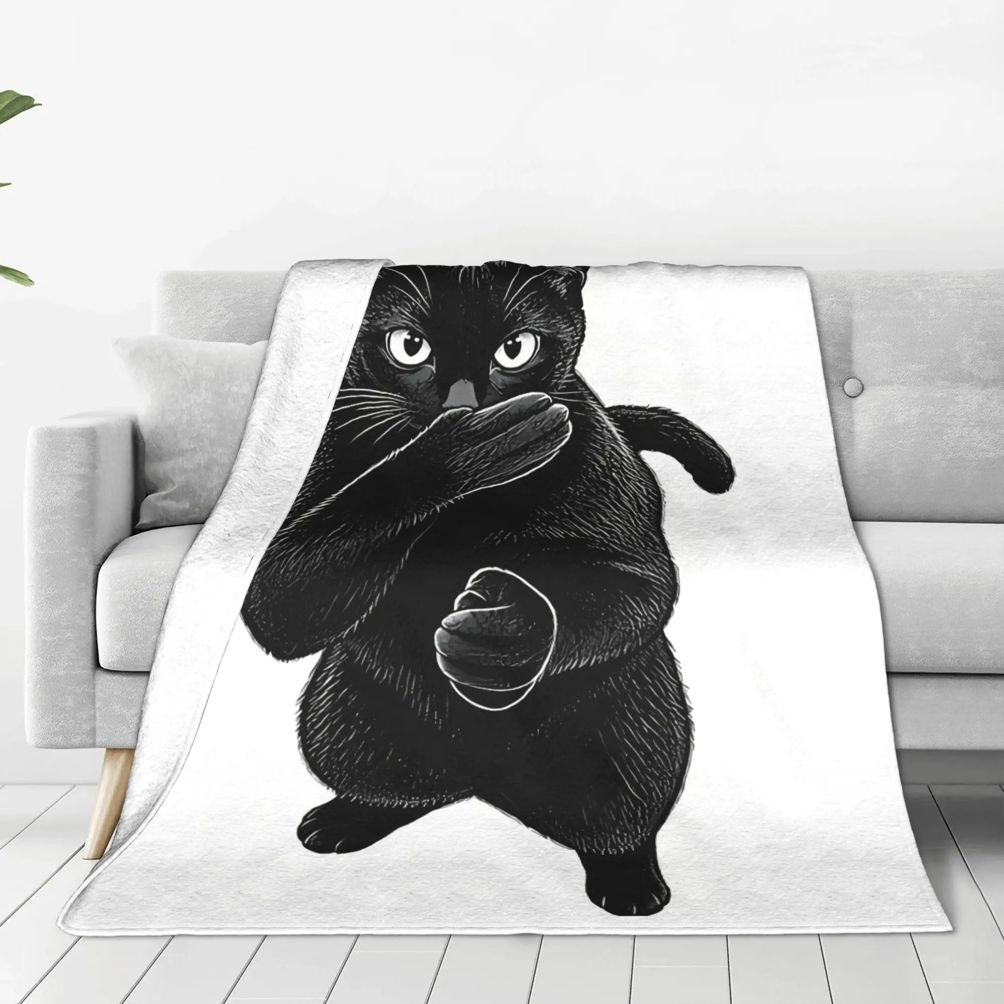 1PC Home Cute Room Decor Clapping Cat Meme Blanket Throw Blanket Cat meme Novelty Warm Blanket All Season