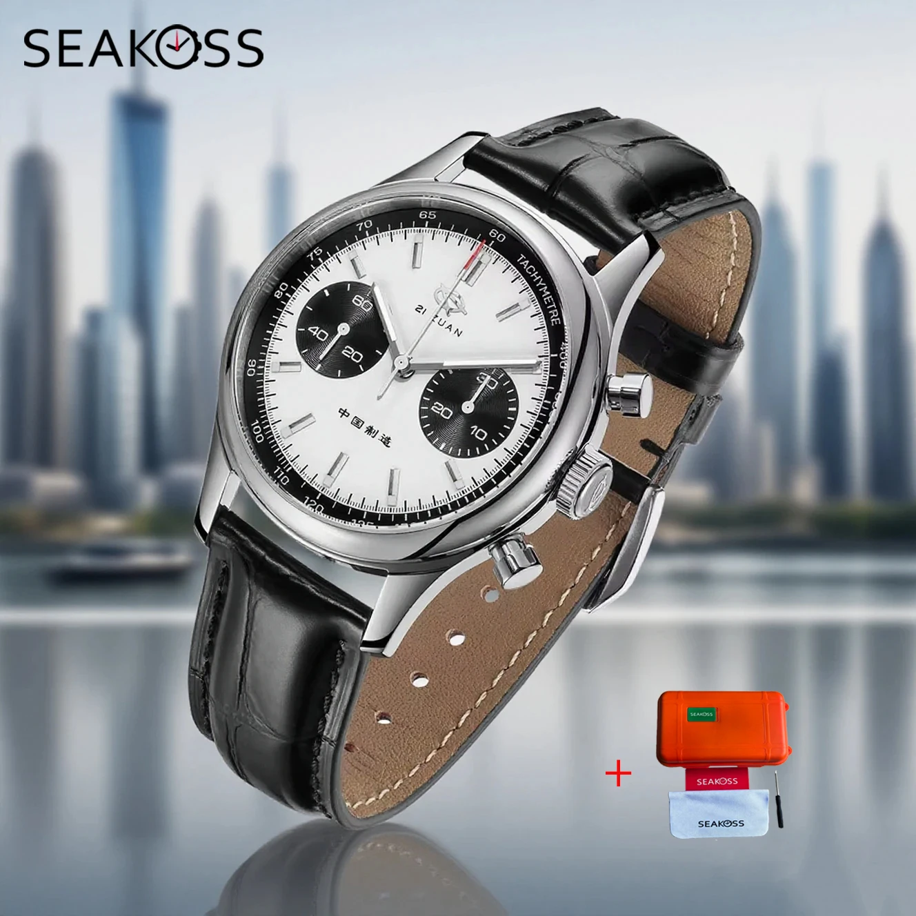 

SEAKOSS Panda Мужские механические наручные часы с хронографом 1963 Seagull st1901 Механизм «Гусиная шея» 40 мм Светящиеся сапфировые часы-пилот