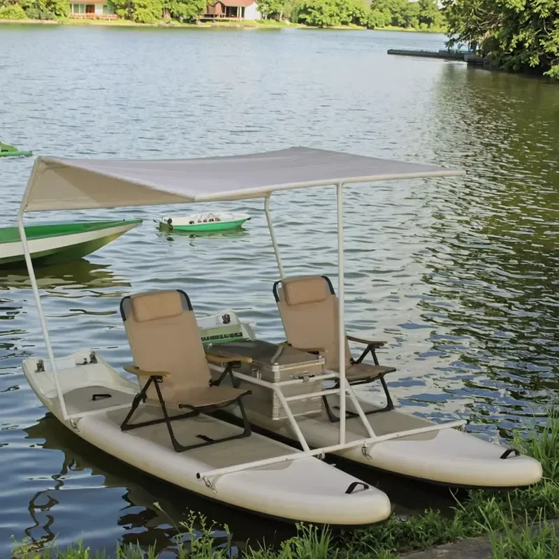 Outdoor Inflatable Paddle Board Catamaran Boat with Electric Sunshade Catamaran PVC Marine Application for Fishing