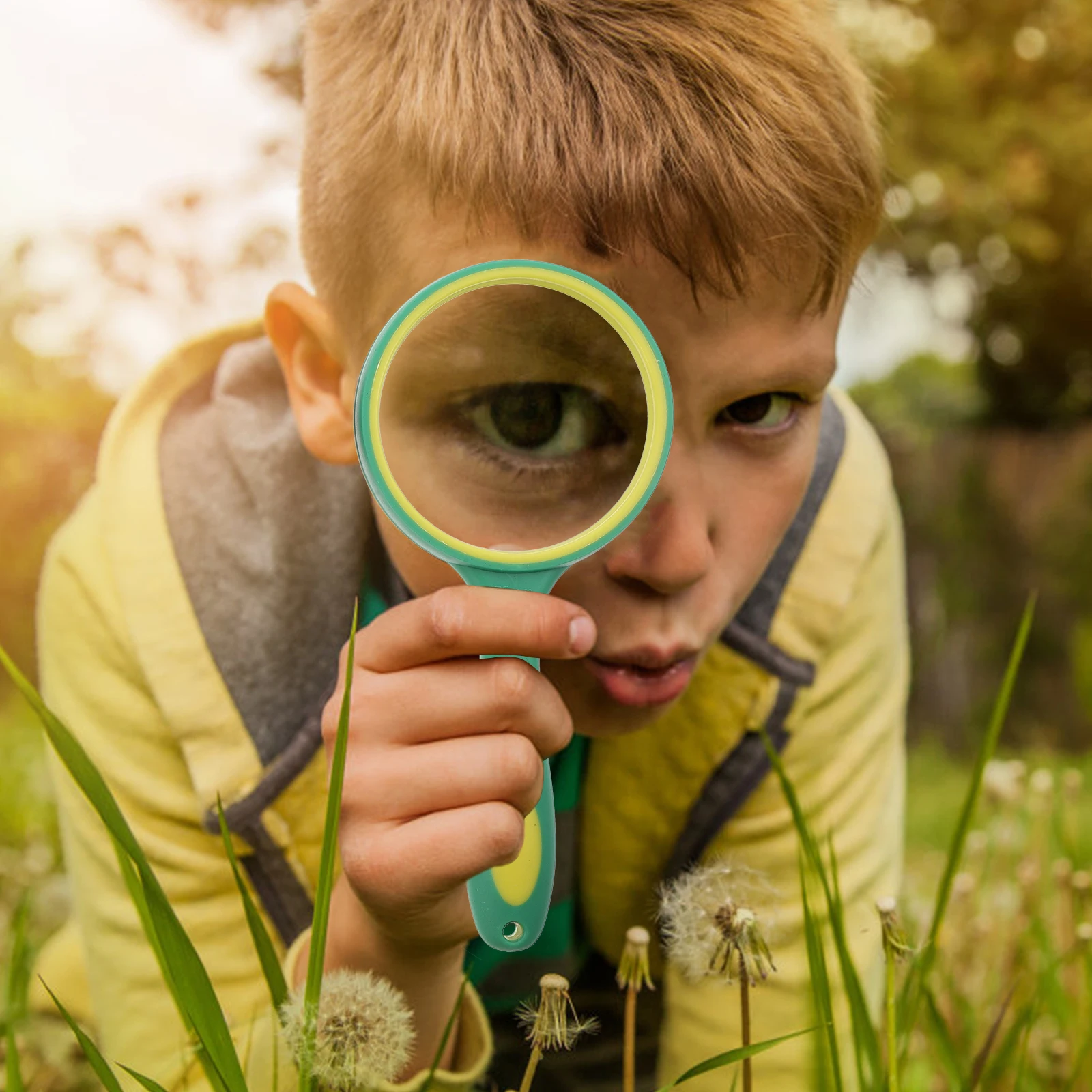 

1 set 1 Set Handheld Magnifying Glass Educational Observation Tool 10X Magnifier Rubber Handle Portable Durable