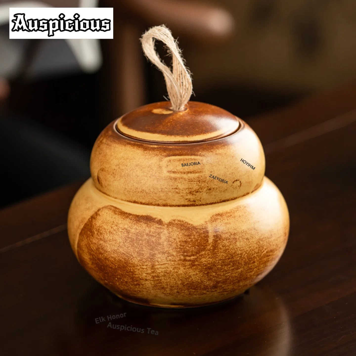 ZAEYORIA Vintage Kiln-turned Brown Ceramic Tea Box Organizer Moisture-proof Retro Storage Tank Containers Tea Caddy Tableware