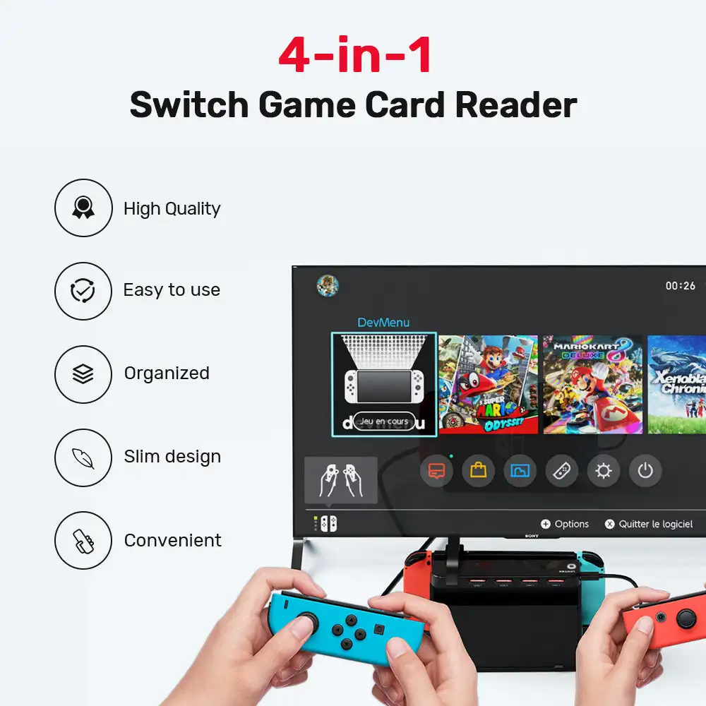 Unitek Switch Game Adapter for Nintendo Switch OLED Gaming Card Reader Quickly One-key Switching Games NS Game Accessories