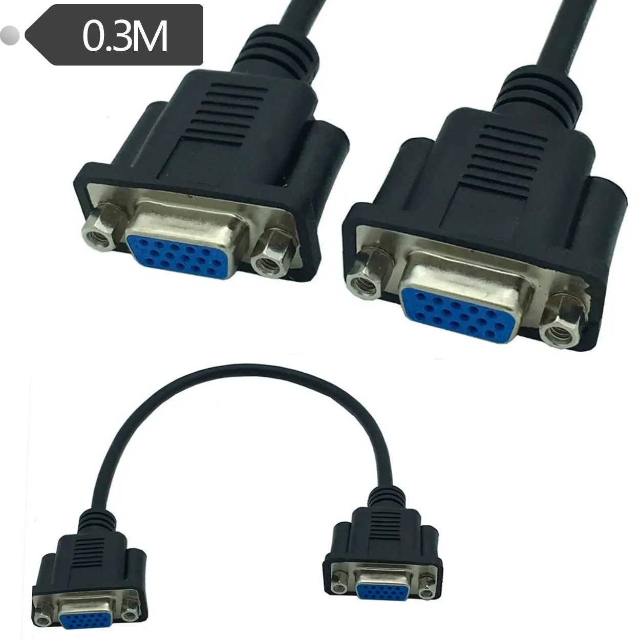 30cm VGA Short Cable HD Full 15 Pin Male to Female Male RGB Cables Cord Wire Line Copper Core for PC Computer Monitor Projector