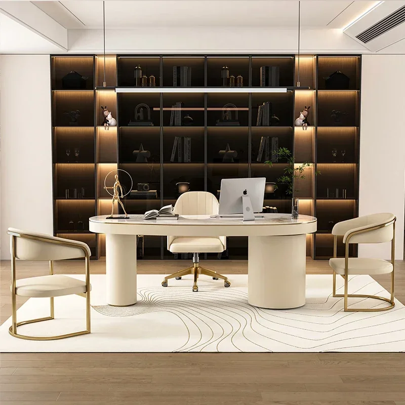 

Beauty salon desk, boss desk, simple stone slab desk, light luxury advanced medical beauty consultation desk