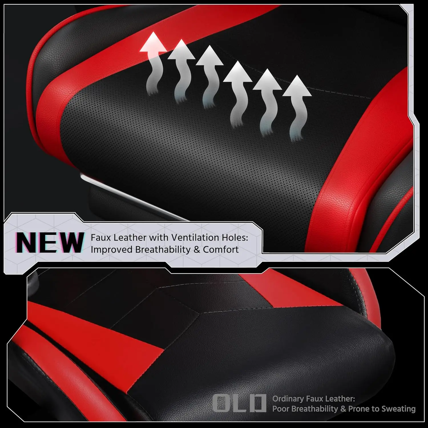 Yaheetech Gaming Chair, Video Game Chair With Massage Lumbar Support And Footrest Height Adjustable Ergonomic Computer Chair