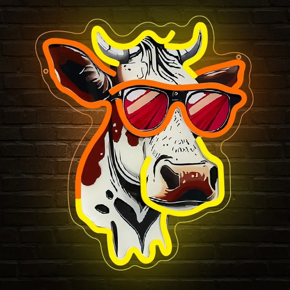 

Корова неоновая вывеска USB с регулируемой яркостью светодиодный светильник для бара, ресторана, дома, паба, вечеринки, магазина, украшение для спальни, неоновый подарок