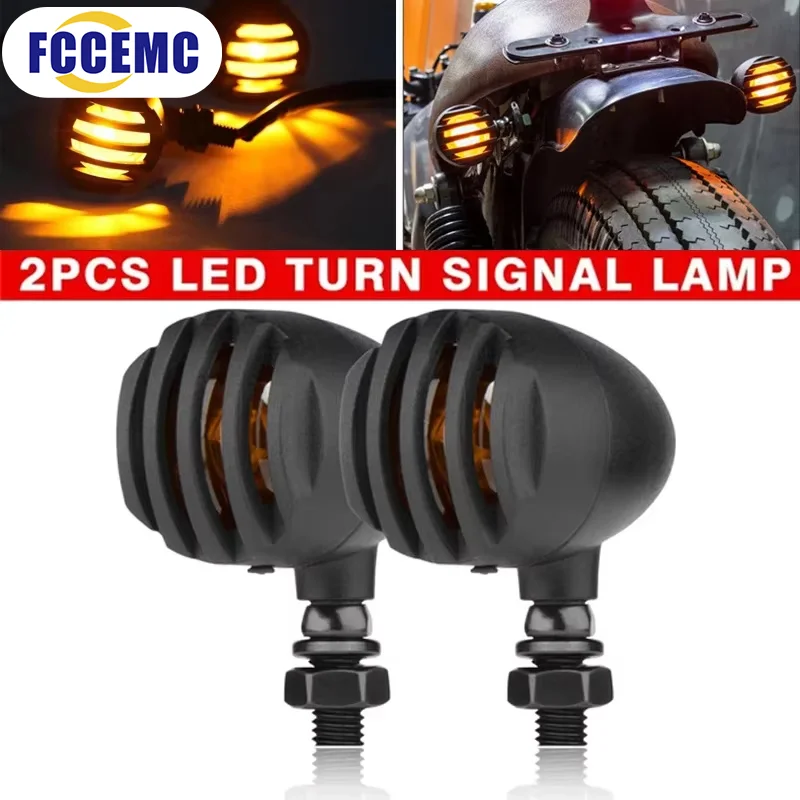 

2Pcs Motorcycle Turn Signal Indicator Blinker Light Vintage Motorbike 12V LED Sequential Flowing Flashing Lamp For Yamaha Suzuki