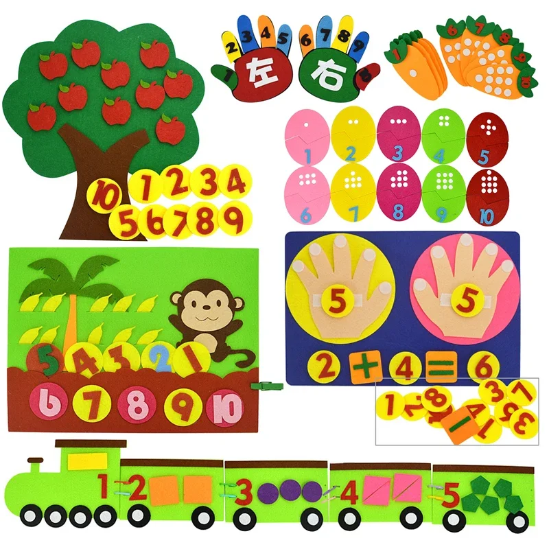 Árbol De Fieltro Educativo Para Guardería | Juego De Números 1-10, Contador, Material Montessori Para Aprender A Contar, Regalo Infantil
