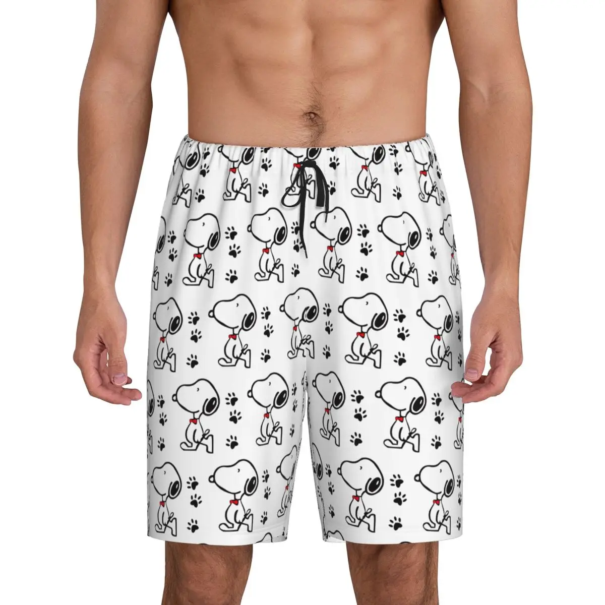 

Custom Cartoon Snoopy Woodstock Anime Dog Pajama Shorts Sleepwear Men's Elastic Waistband Sleep Lounge Short Pjs with Pockets