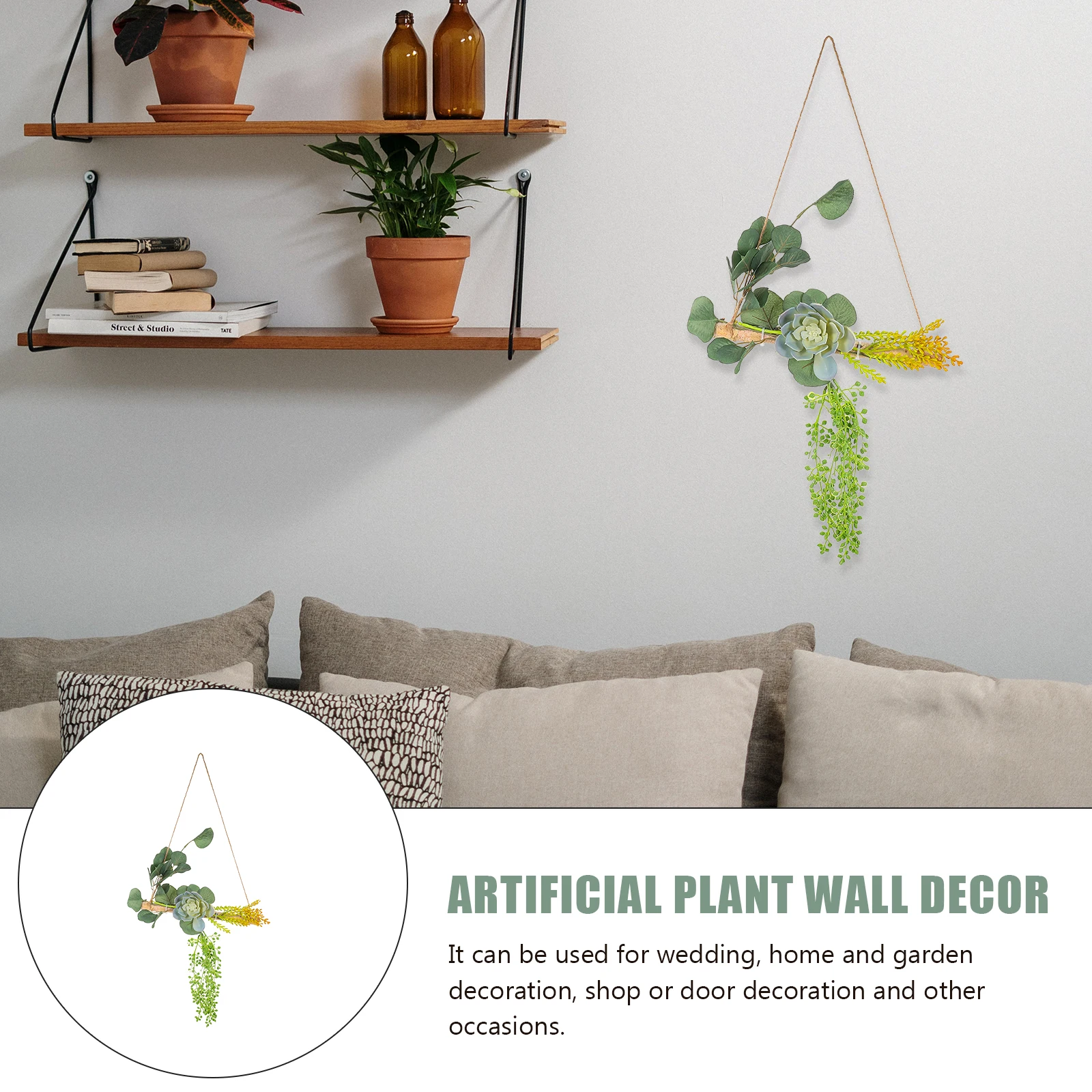 

2Pcs Beautiful Realistic Succulent Wall Decor Artificial Plant Ornament Indoor Decoration