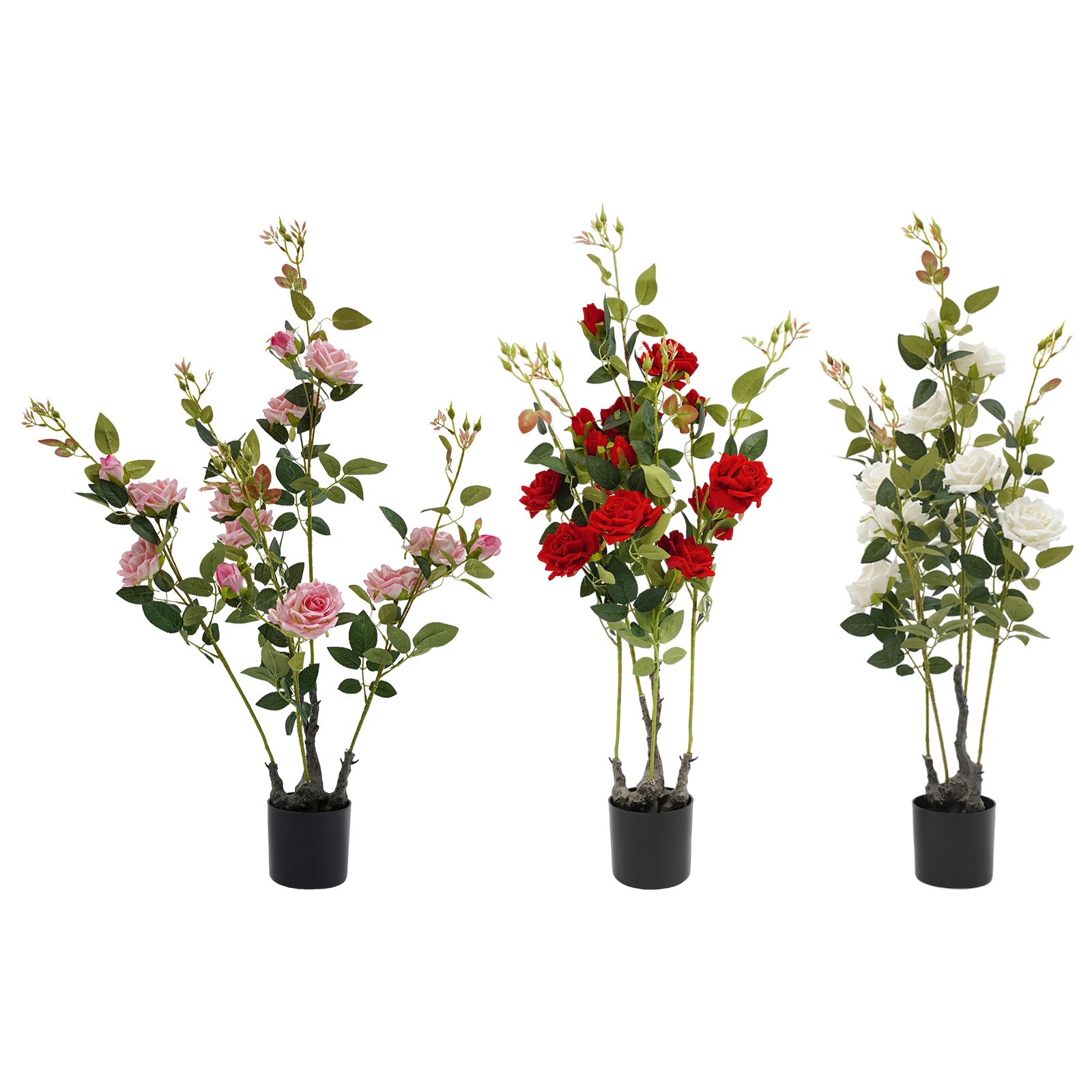 

Artificial Rose Tree, 2 Pieces Fake Flowers Tree, Artificial Flower Plant,Flower Home Wedding Decoration
